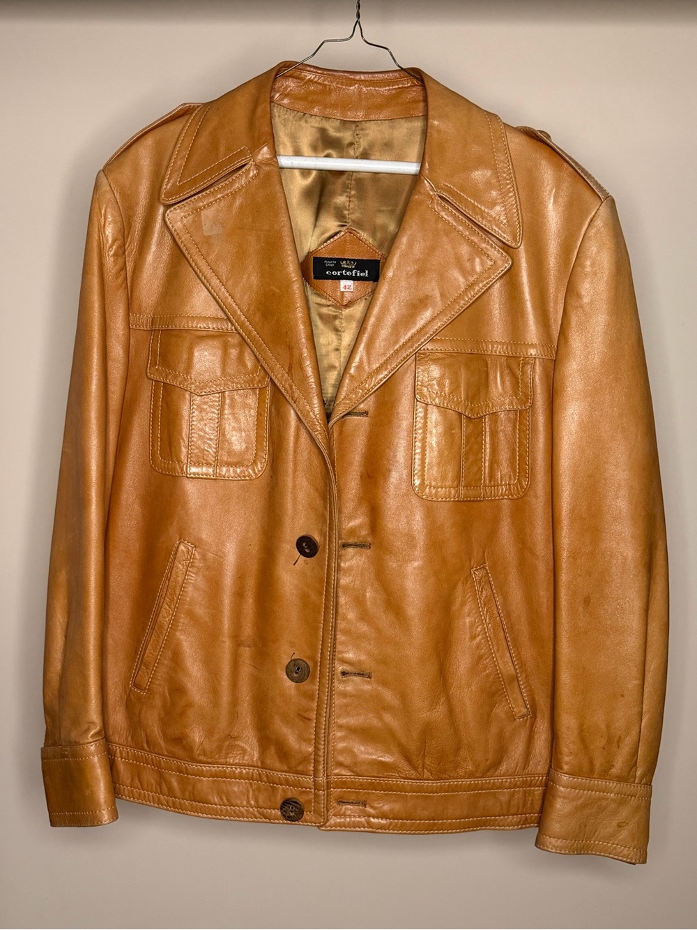 Vintage Cortefiel Tan Leather Jacket